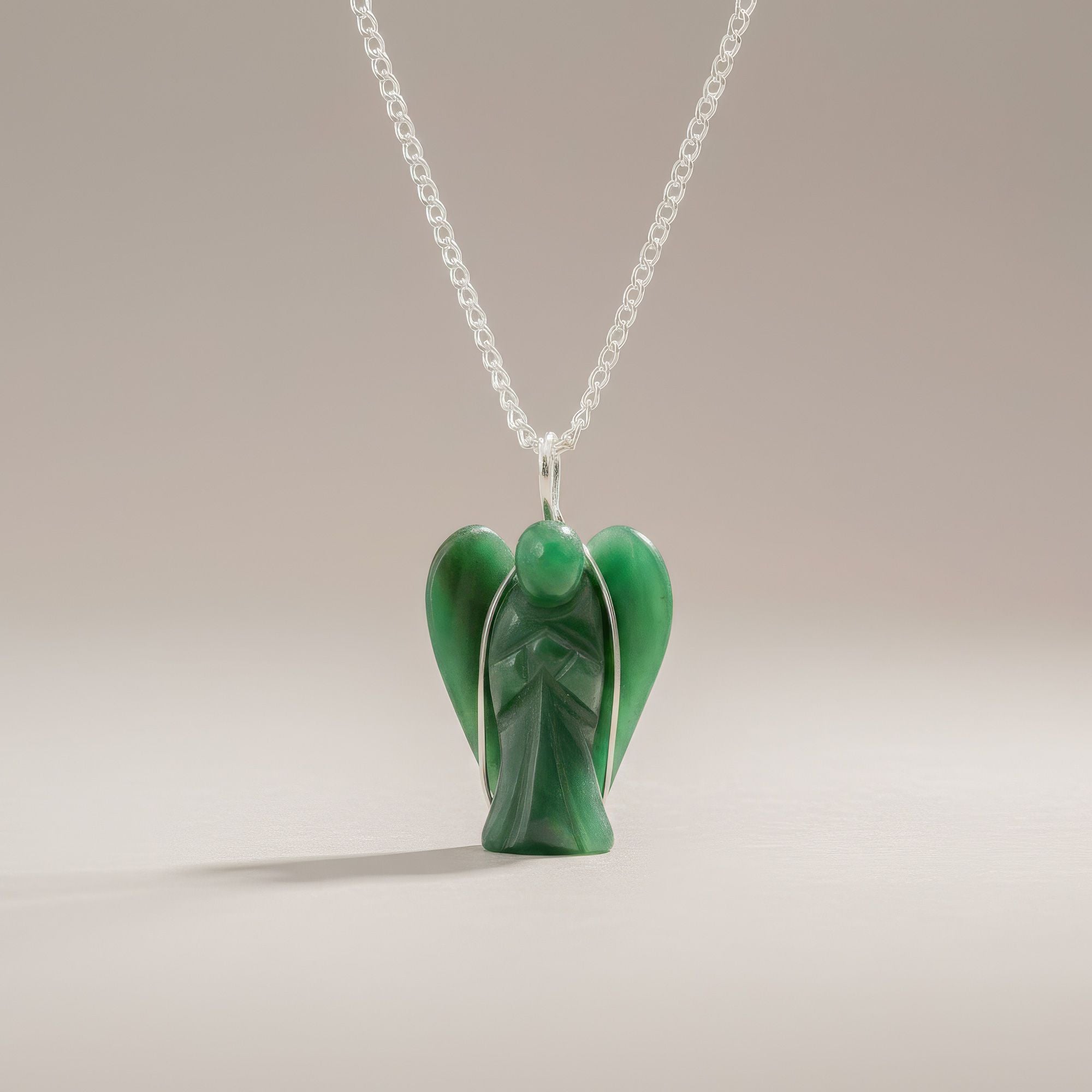 Gemstone Guardian Angel Pendant in Green Aventurine Design