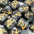 Labradorite Runes Stone Set in Pouch for Mystical Insights