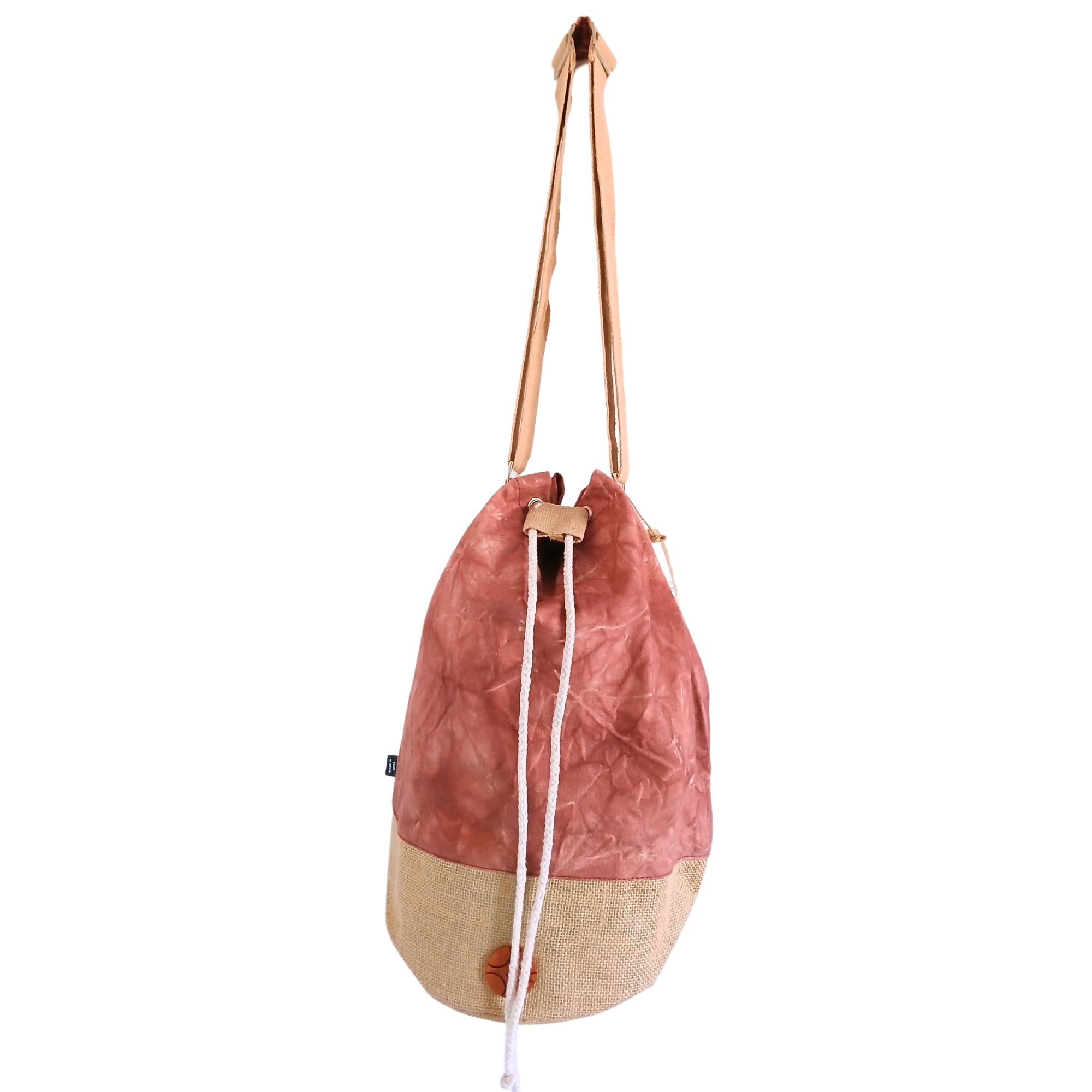 All Natural Backpack in Terracotta Stonewash with Hamsa Design