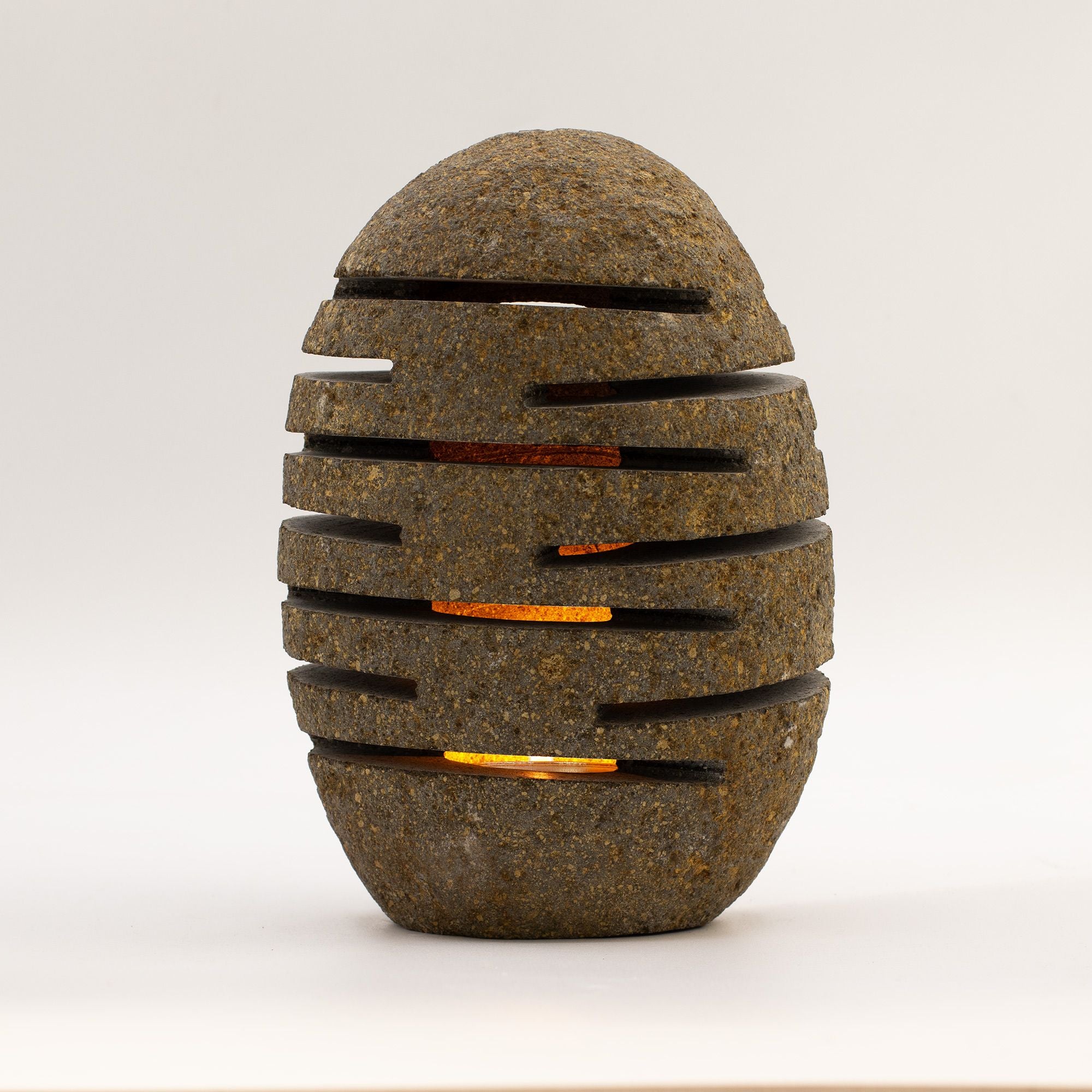 Natural Riverstone Candle Holder with Unique Standing Stone Cut