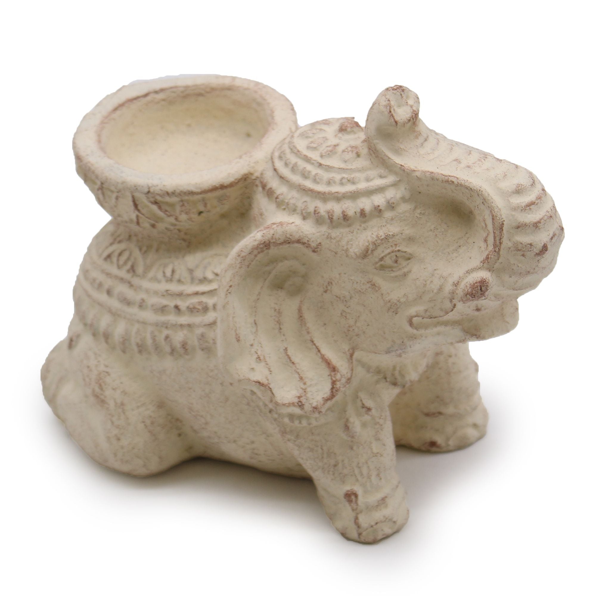 Elegant Cream Elephant Incense and Candle Holder for Home Decor