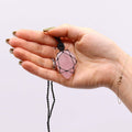 Laced Gemstone Teardrop Pendant in Rose Quartz with Adjustable String