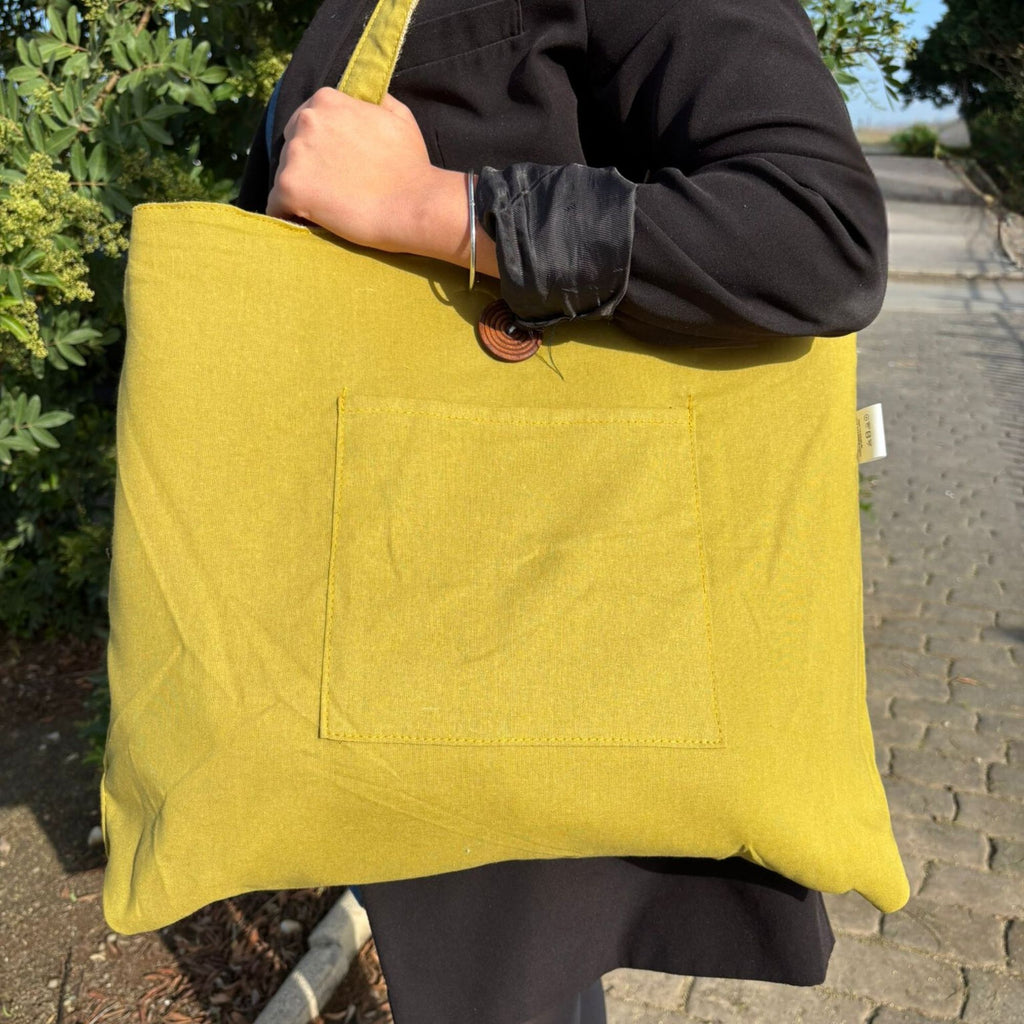 Jute & Cotton Reversible Big Bag in Pistachio for Daily Use