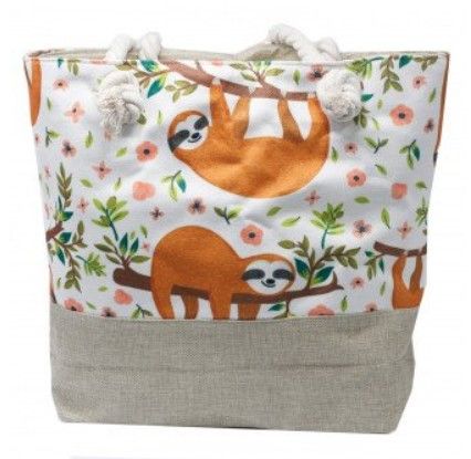 Rope Handle Bag with Charming Sloths Design for Beach and Daily Use
