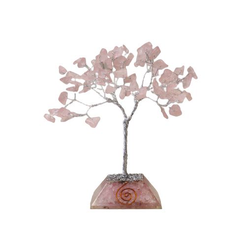 Rose Quartz Gemstone Tree with Orgonite Base and 80 Stones