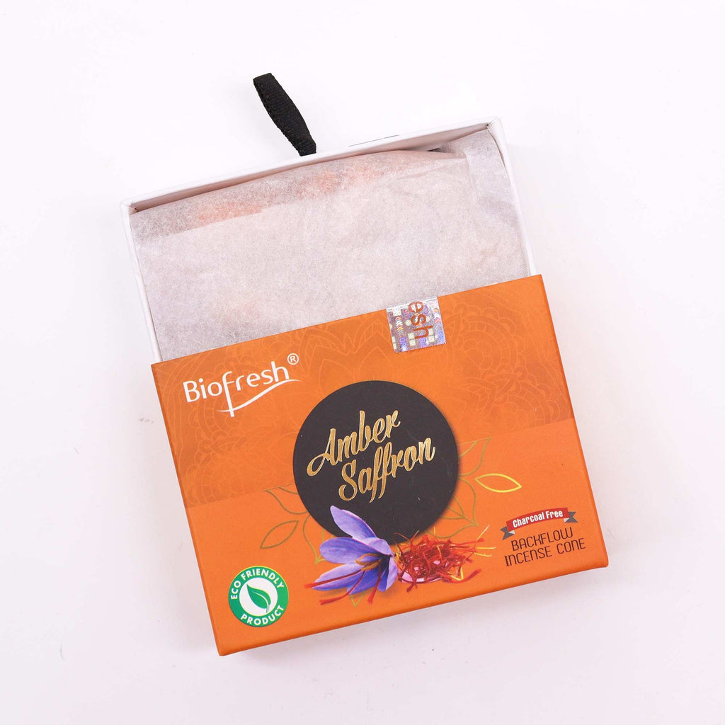 Biofresh Backflow Incense Cones Amber Saffron for Relaxation and Calm