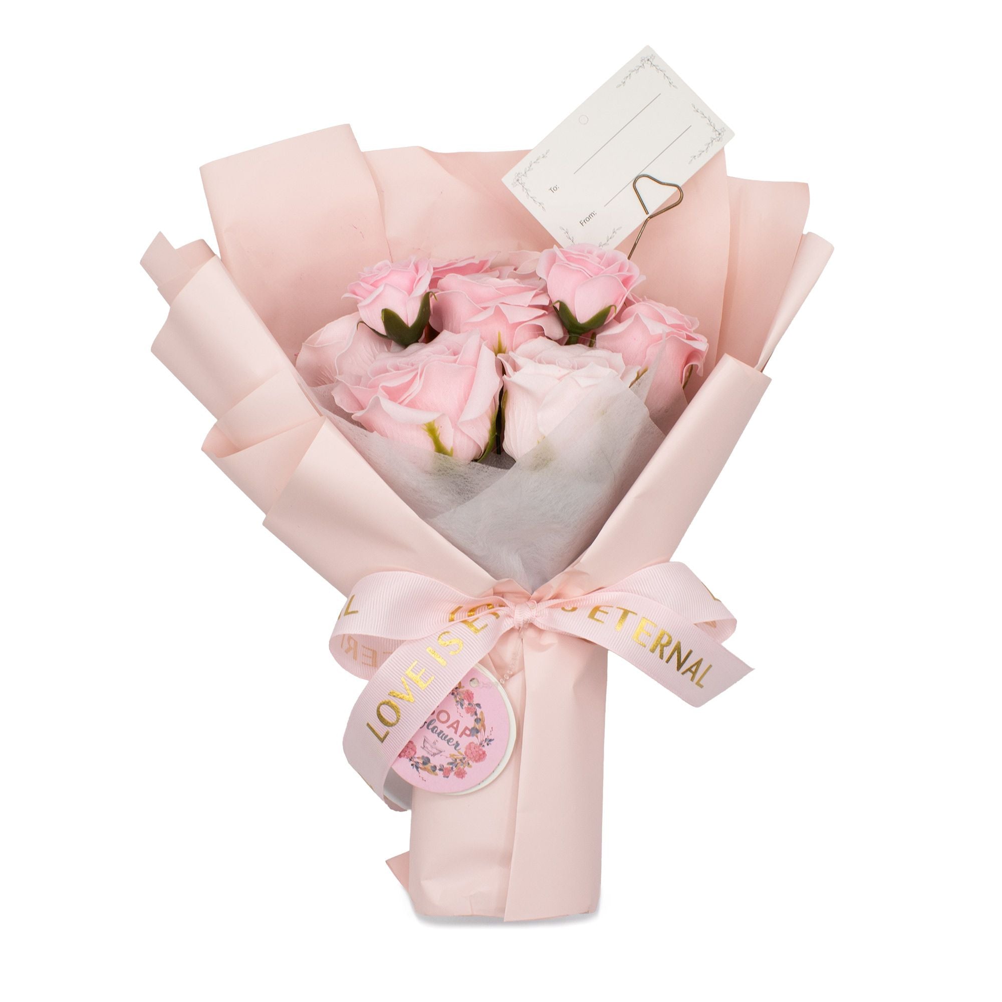 Large Pink Roses Bouquet Love is Eternal Gift Card for Any Occasion