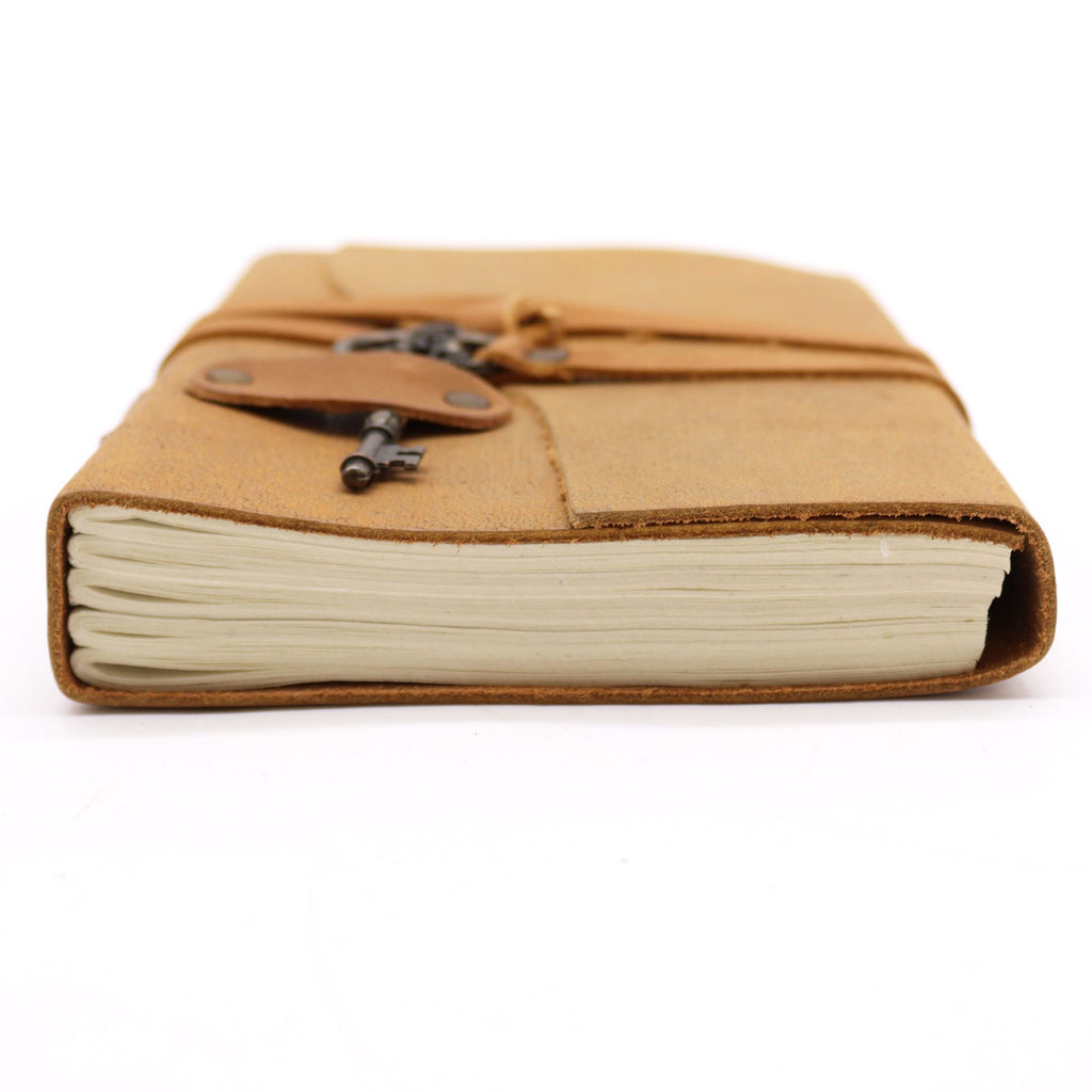 Oiled Tan Leather Journal with Key for Creative Writing 200 Pages