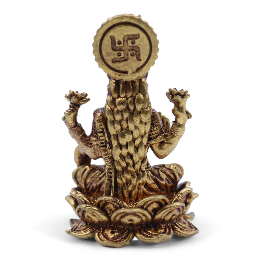 Brass Miniature Goddess Laxmi Statue for Prosperity and Abundance