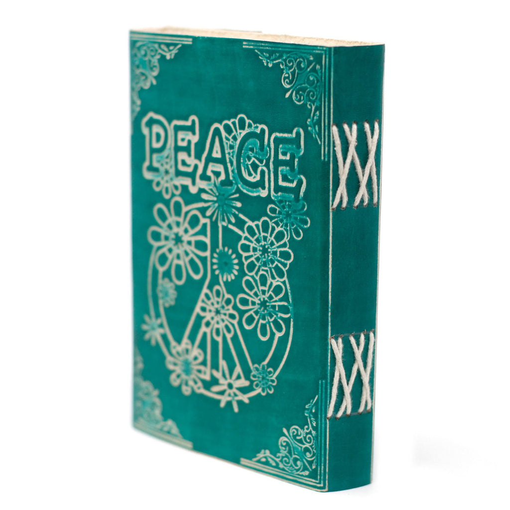 Leather Green Peace Notebook with Lock for Creative Writing
