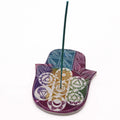 Soapstone Large Hamsa Incense Holder with 7 Chakra Design