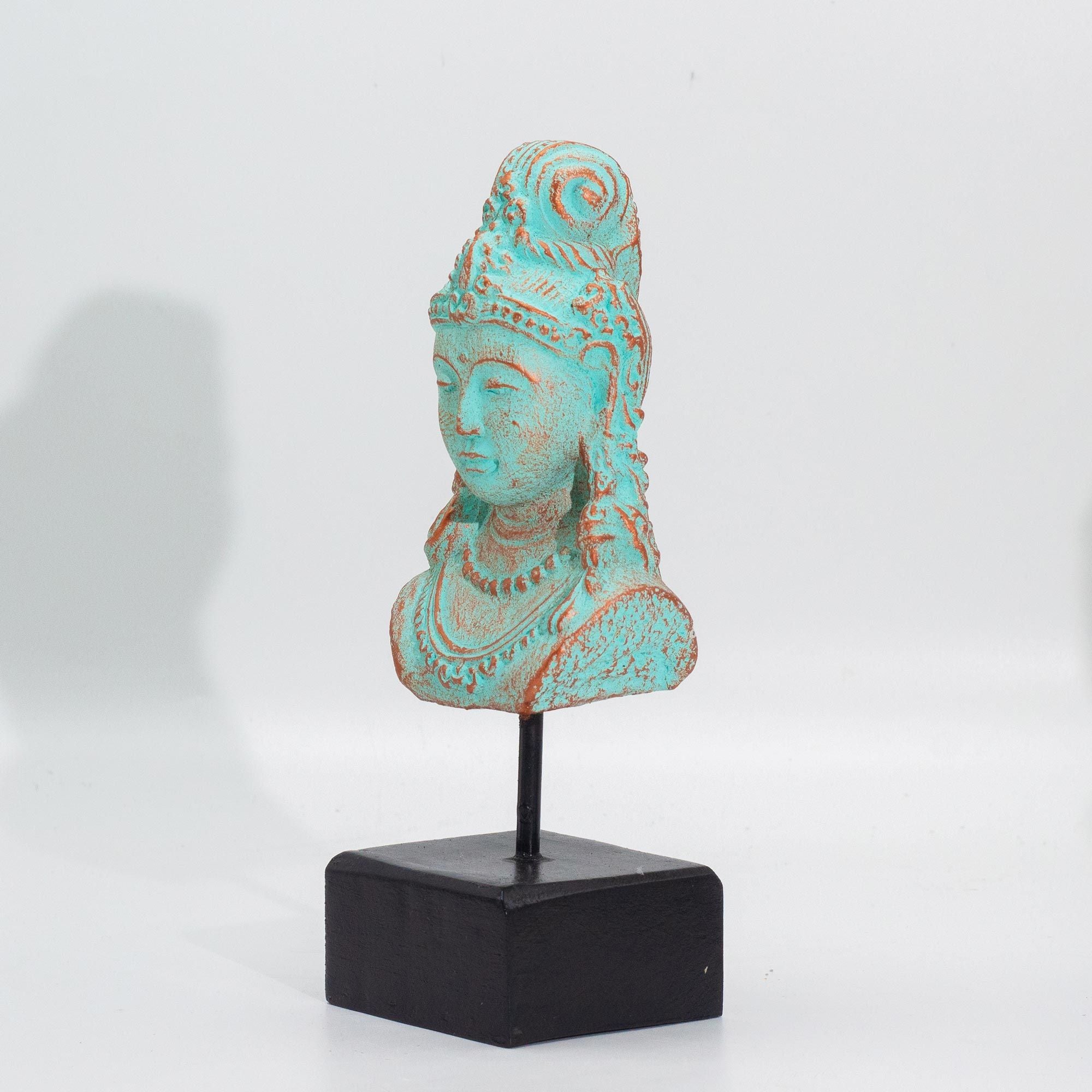 Lucky Java Princess on Stand Exquisite Green Copper Sculpture