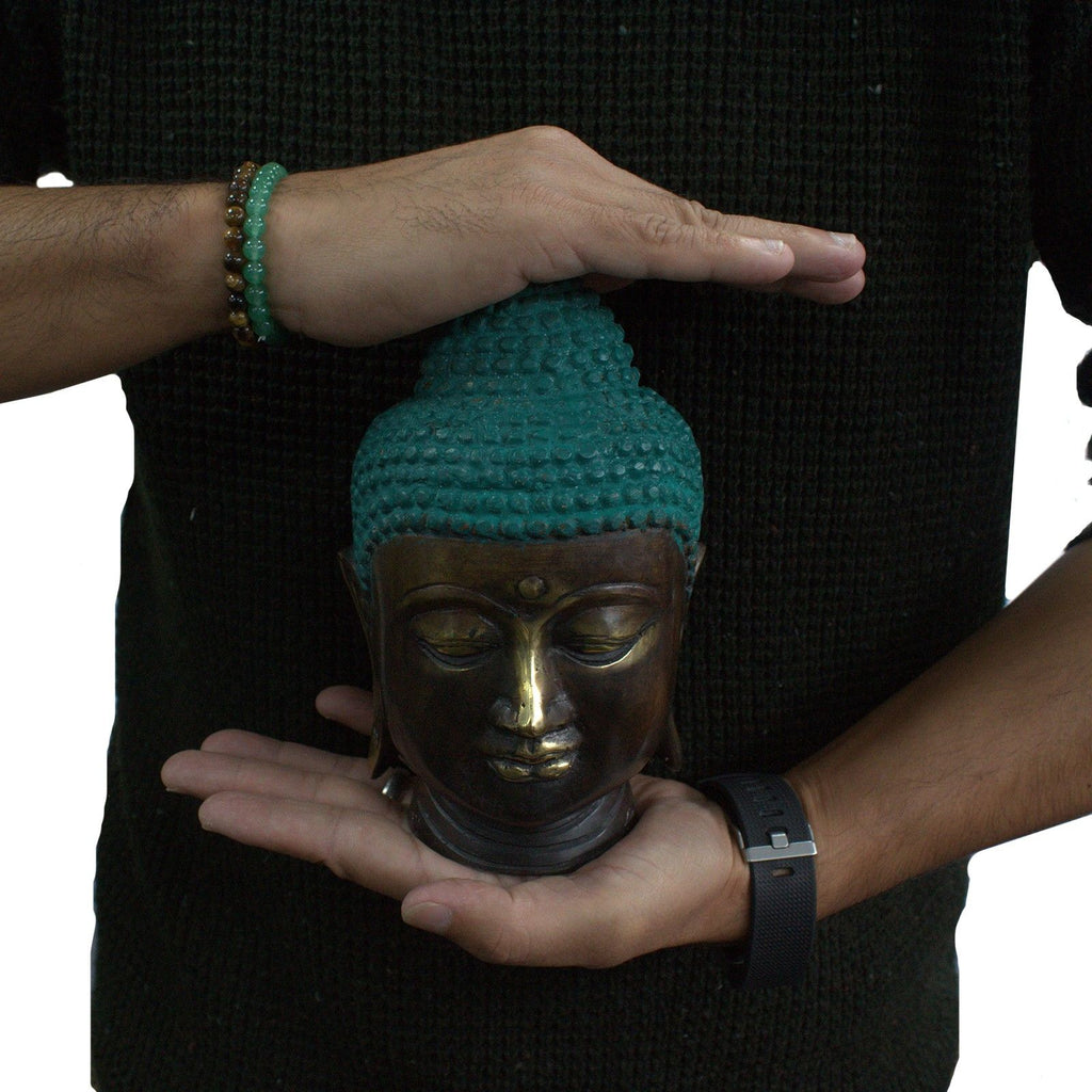 Large Classic Brass Buddha Head for Tranquil Home and Spa Decor