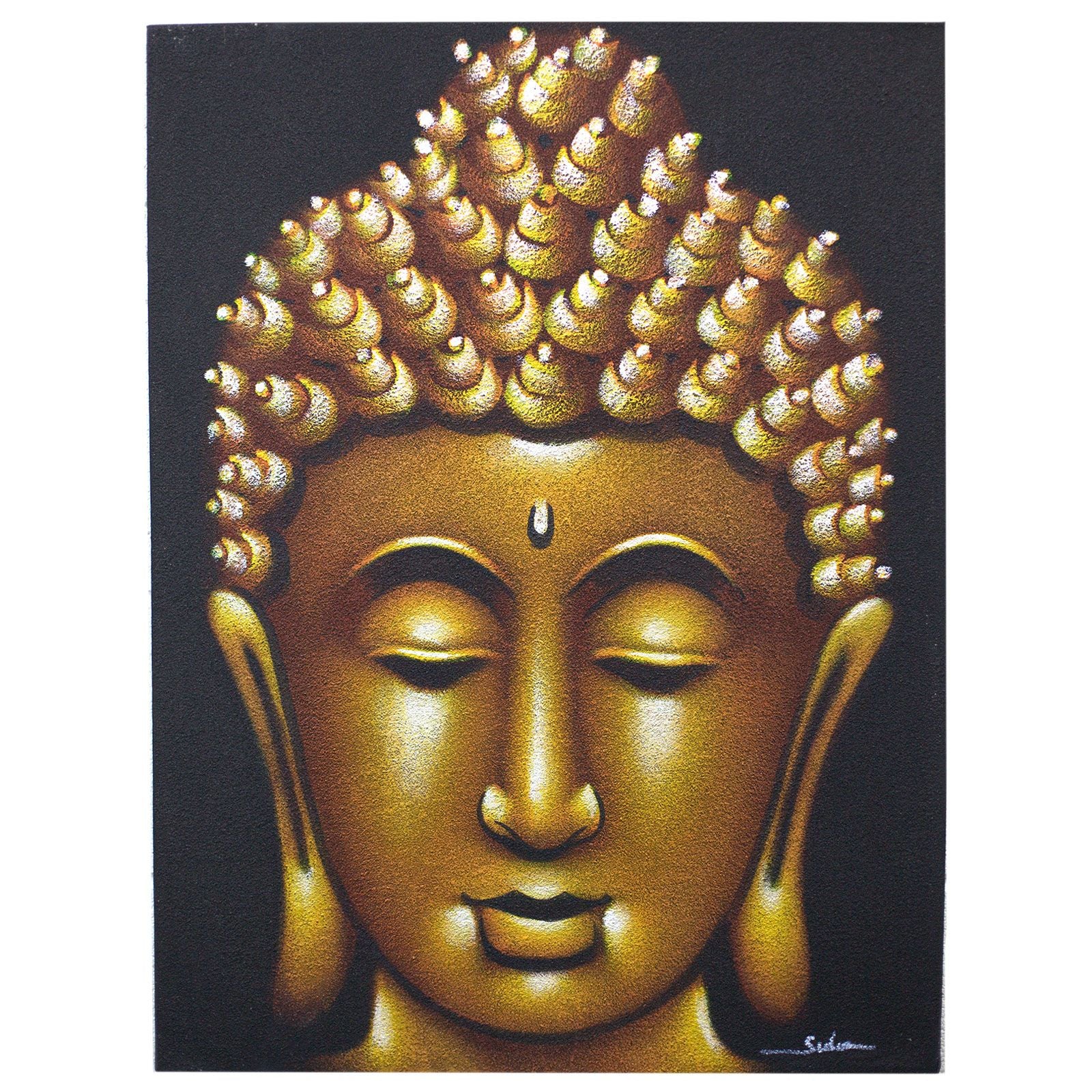 Buddha Painting with Gold Sand Finish for Elegant Home Décor
