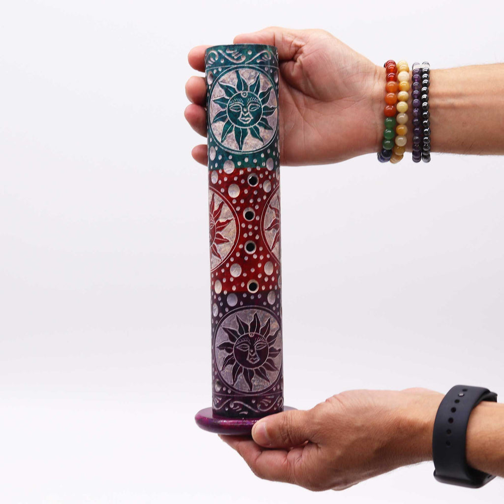 Soapstone Round Tower Incense Holder for Home Decor and Gifts