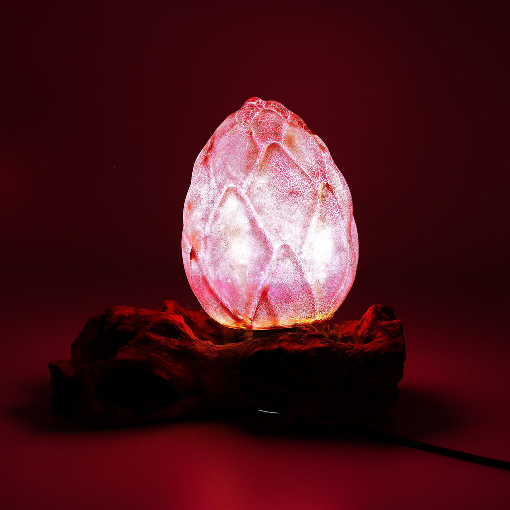 DriftGlow Lamp with Crackle Lotus Flower Shade in Purple