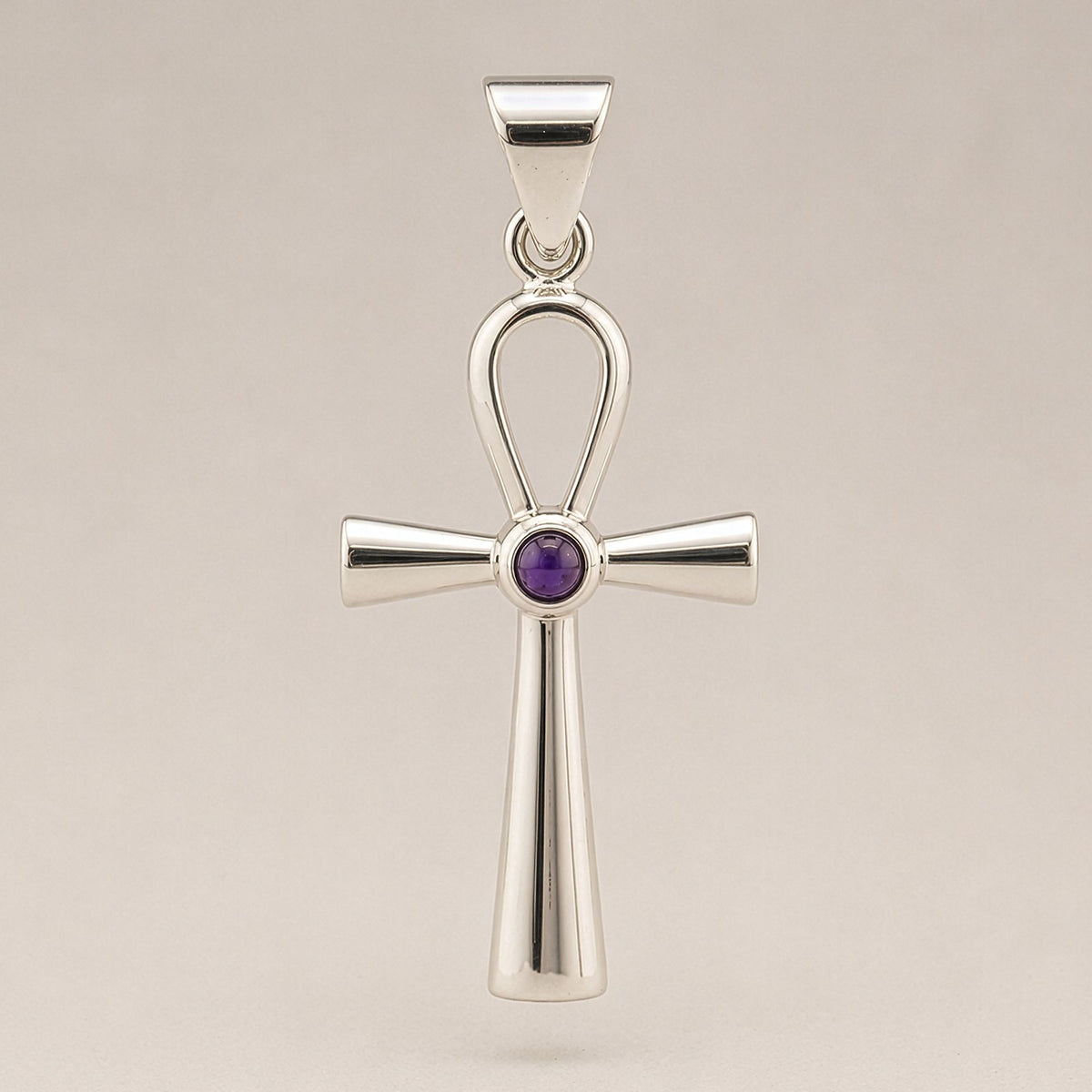 Indian Devotional Pendant - Silver Plated (45cm Cord)- Ankh Symbol of Eternal Life