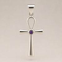 Indian Devotional Pendant - Silver Plated (45cm Cord)- Ankh Symbol of Eternal Life