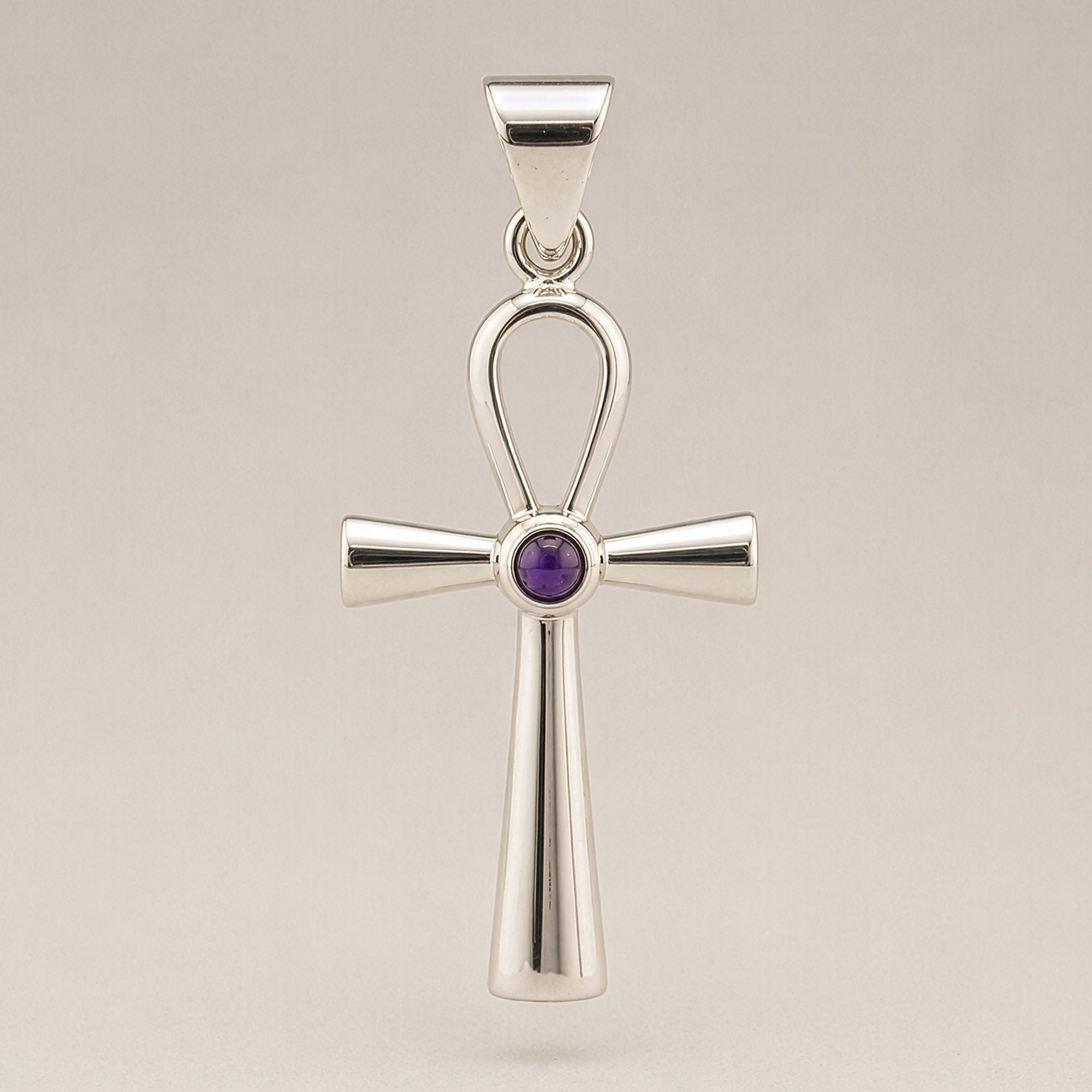 Indian Devotional Pendant - Silver Plated (45cm Cord)- Ankh Symbol of Eternal Life