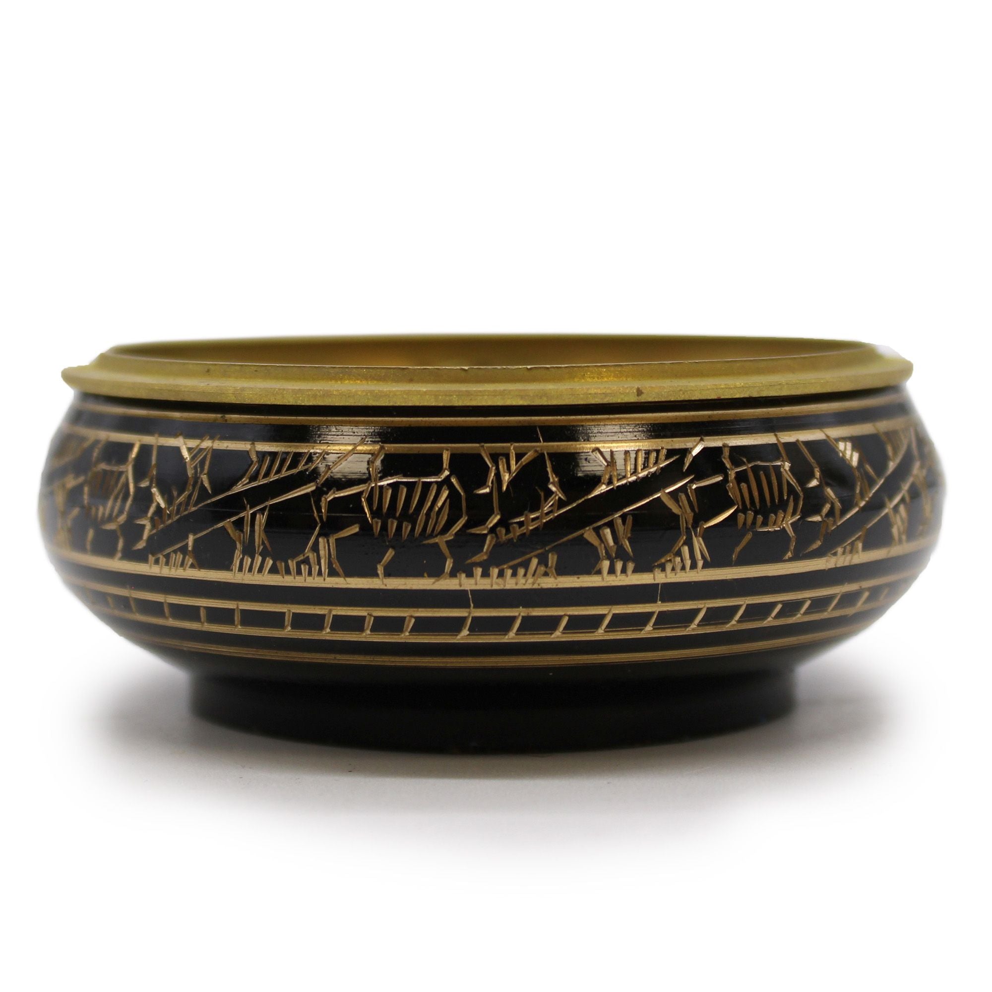 Elegant Brass Carved Charcoal Incense Jar for Home Fragrance