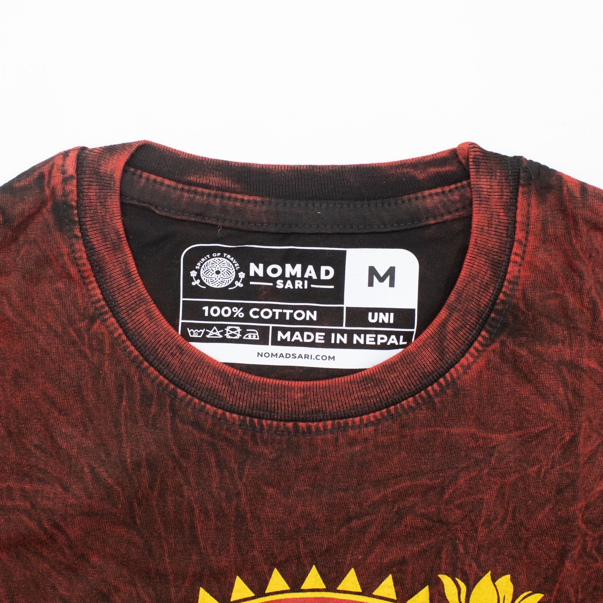 Nomad Sari Stonewashed Cotton T Shirt with Dragon Mandala Design