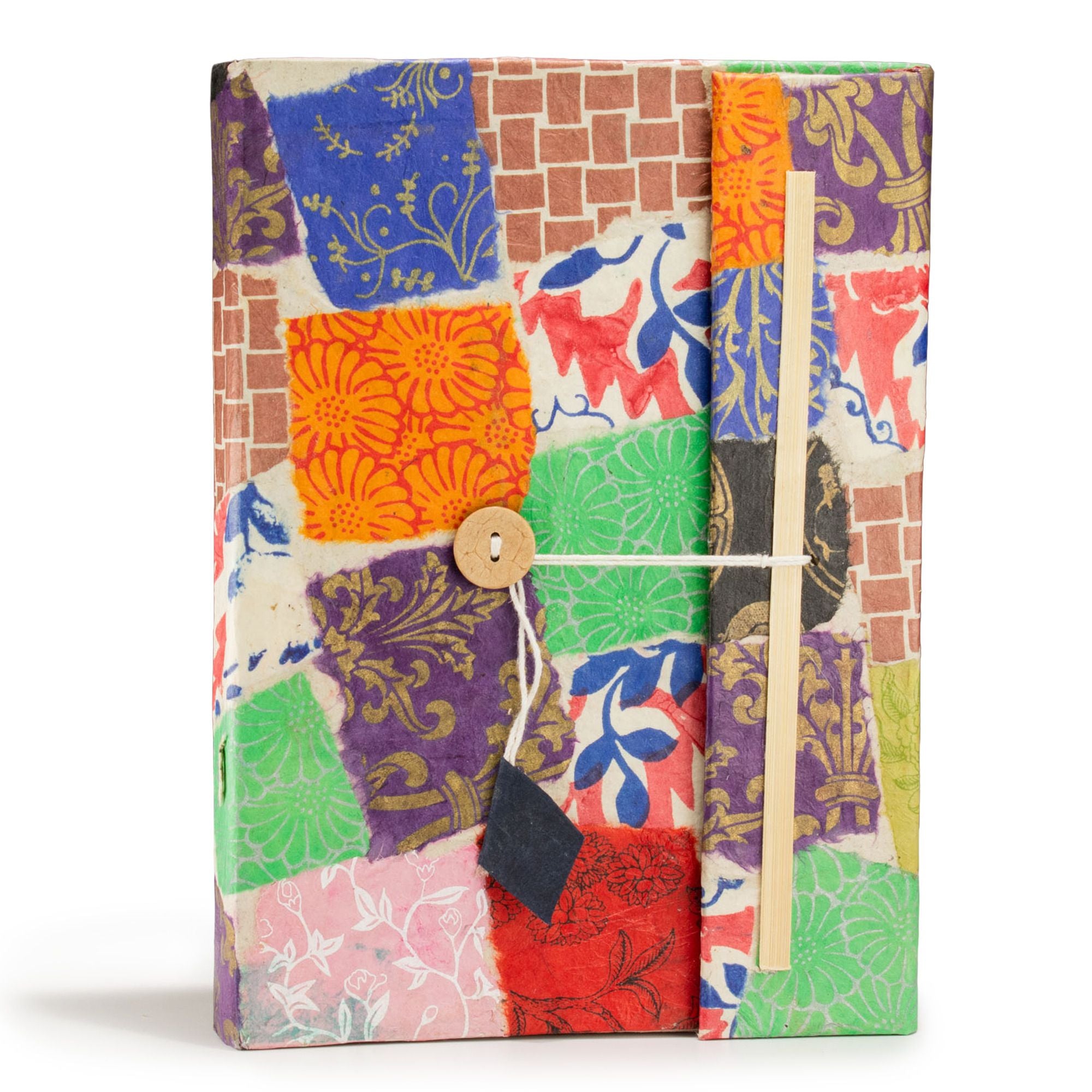 Lokta Patchwork Notebook Large with Bookmark Multi Colour Design