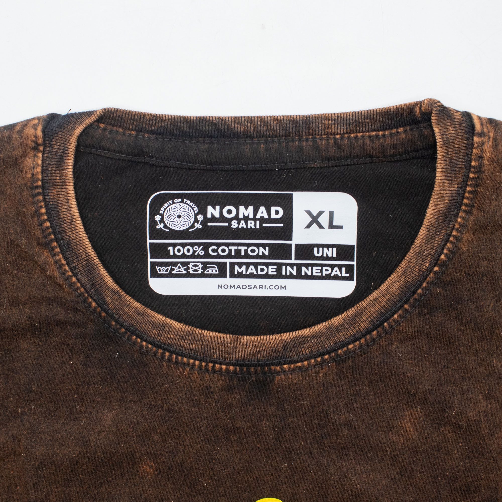 Nomad Sari Stonewashed Cotton T Shirt with Sun and Zodiac Design