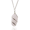 Cascade Wrapped Gemstone Necklace with Rough Rose Quartz Pendant
