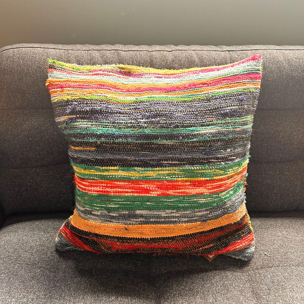 Rag Rug Cushion Covers in Natural Greens for Home Decor Styling