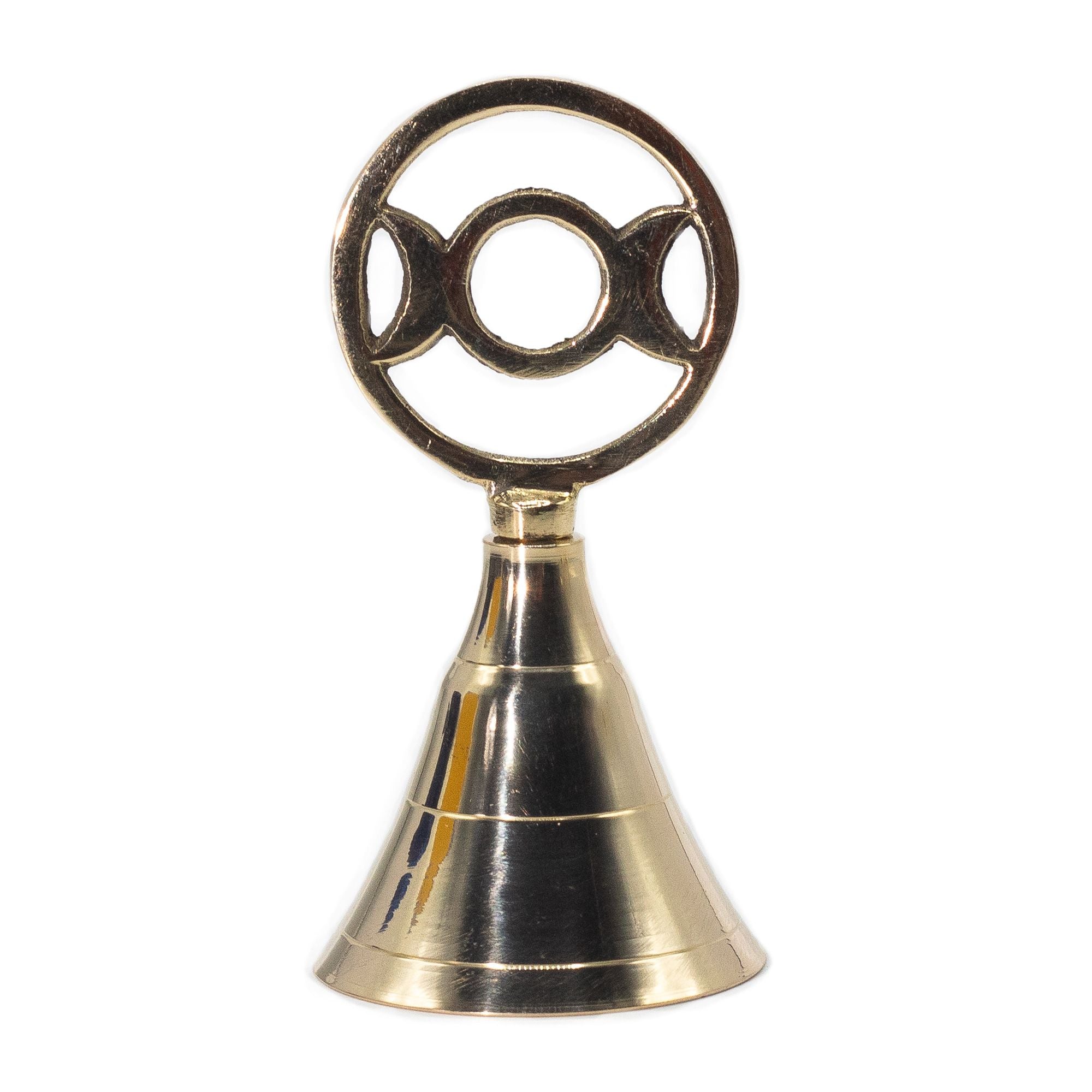 Altar Brass Bell with Three Moon Symbol for Rituals and Decor