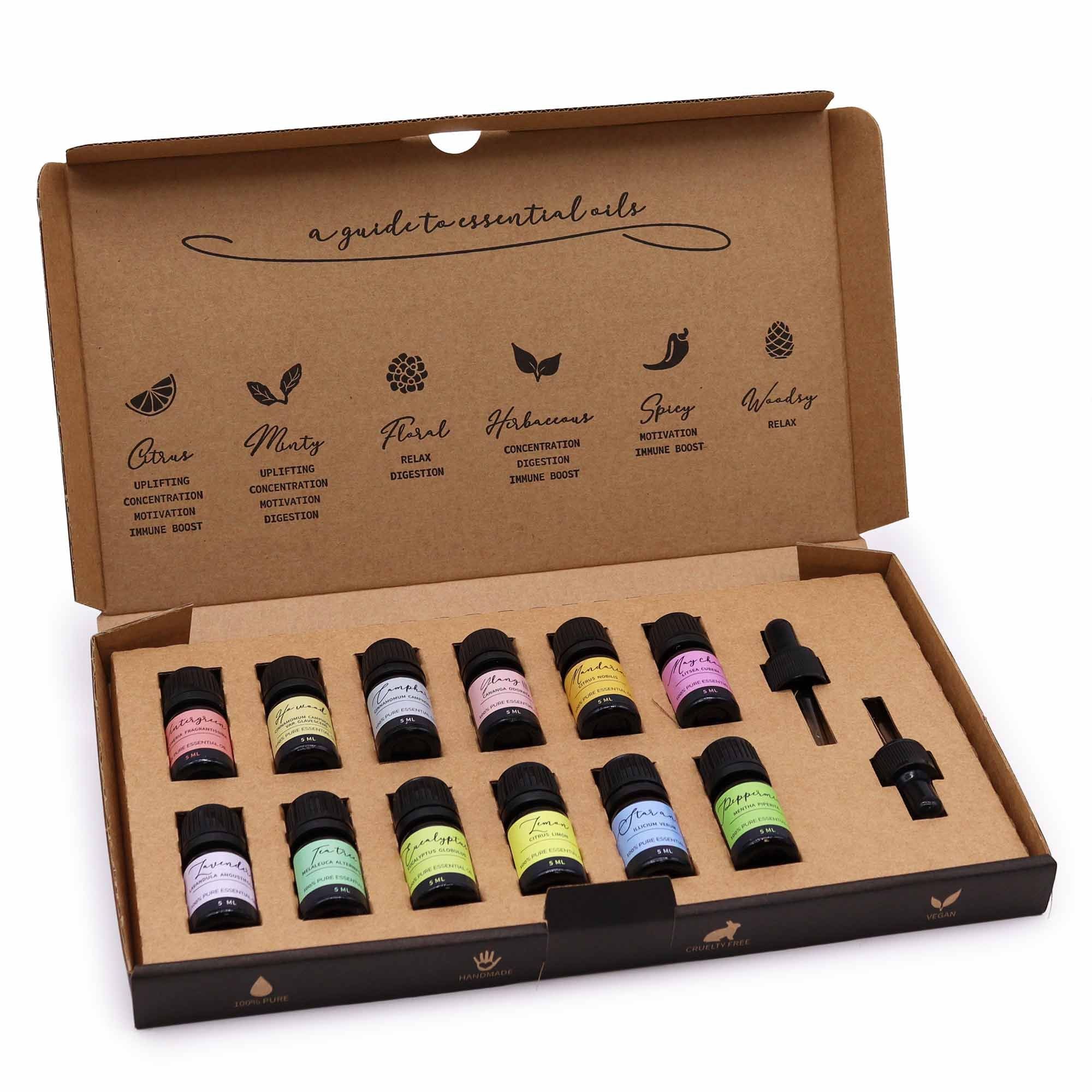 Aromatherapy Essential Oil Starter Pack with 12 Pure Oils Set