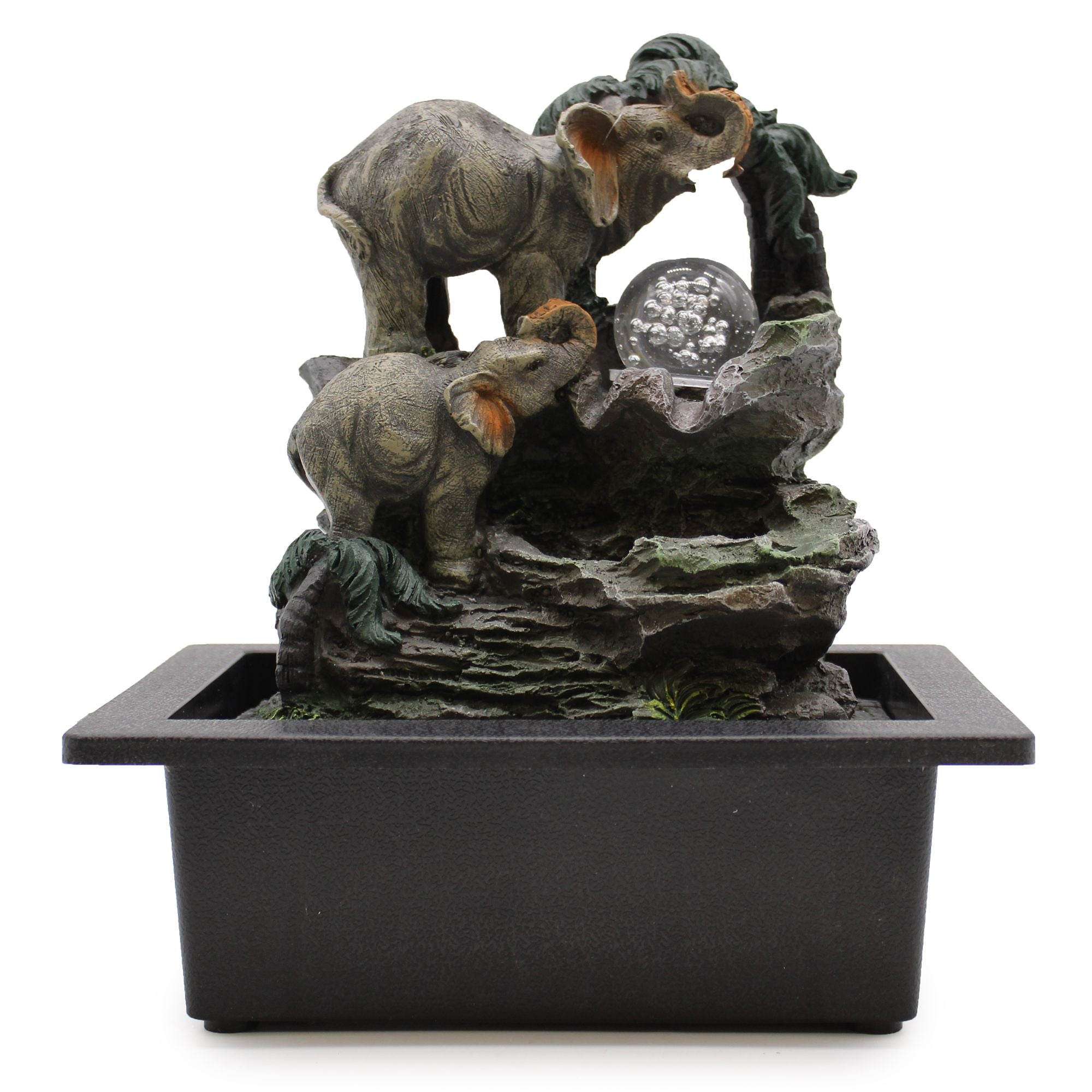 30cm Elephant Family Tabletop Water Feature for Indoor Decor