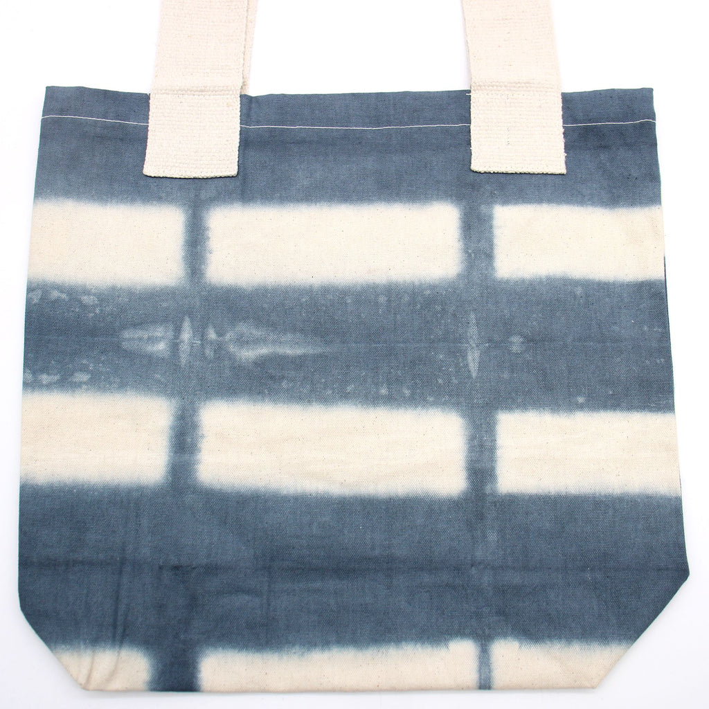 Natural Tie Dye Cotton Bag with Grey Blocks and Eco Friendly Handle