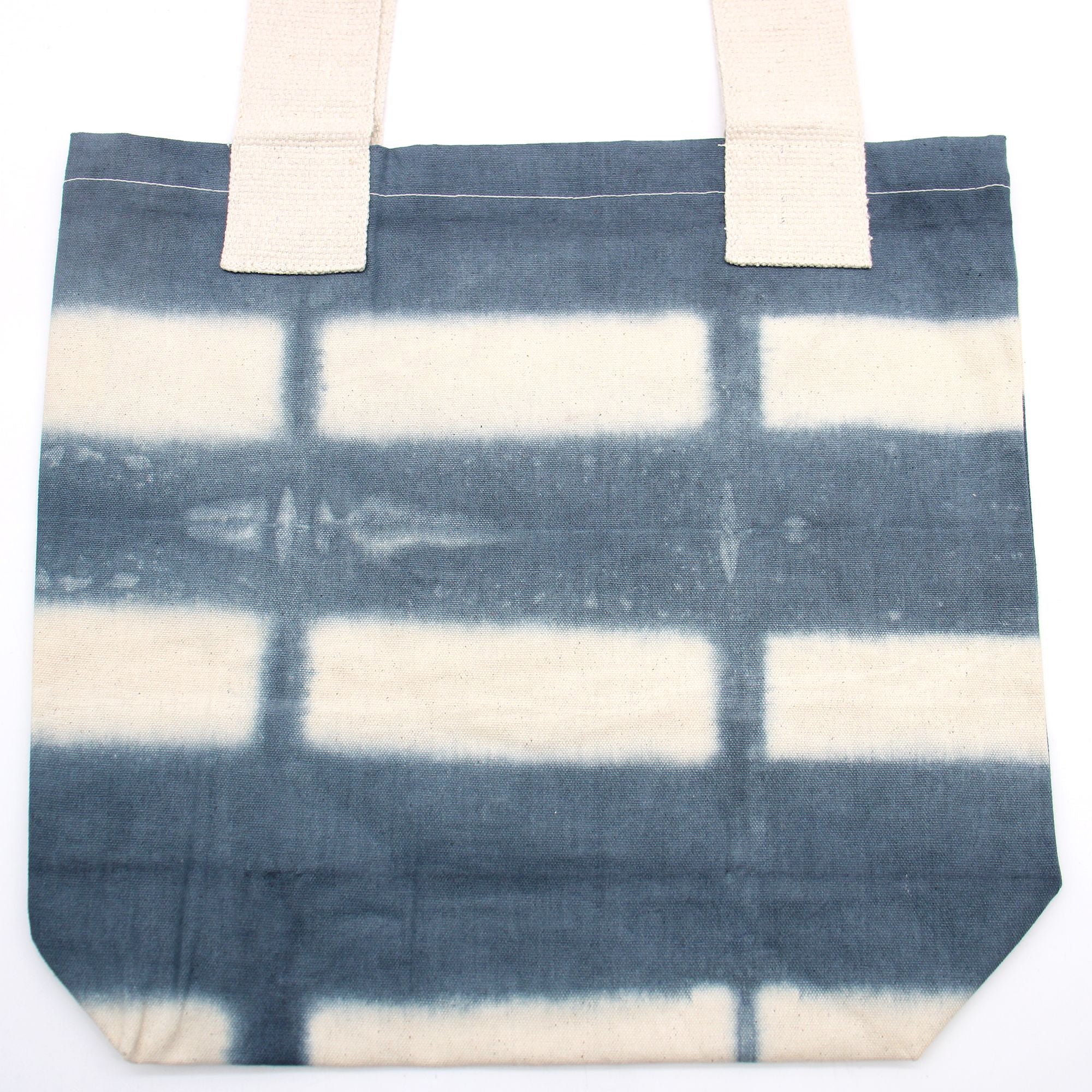 Natural Tie Dye Cotton Bag with Grey Blocks and Eco Friendly Handle