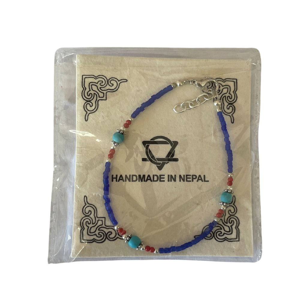 Nepalese Extra Fine Gem Bracelet with Striking Blue Onyx Stones