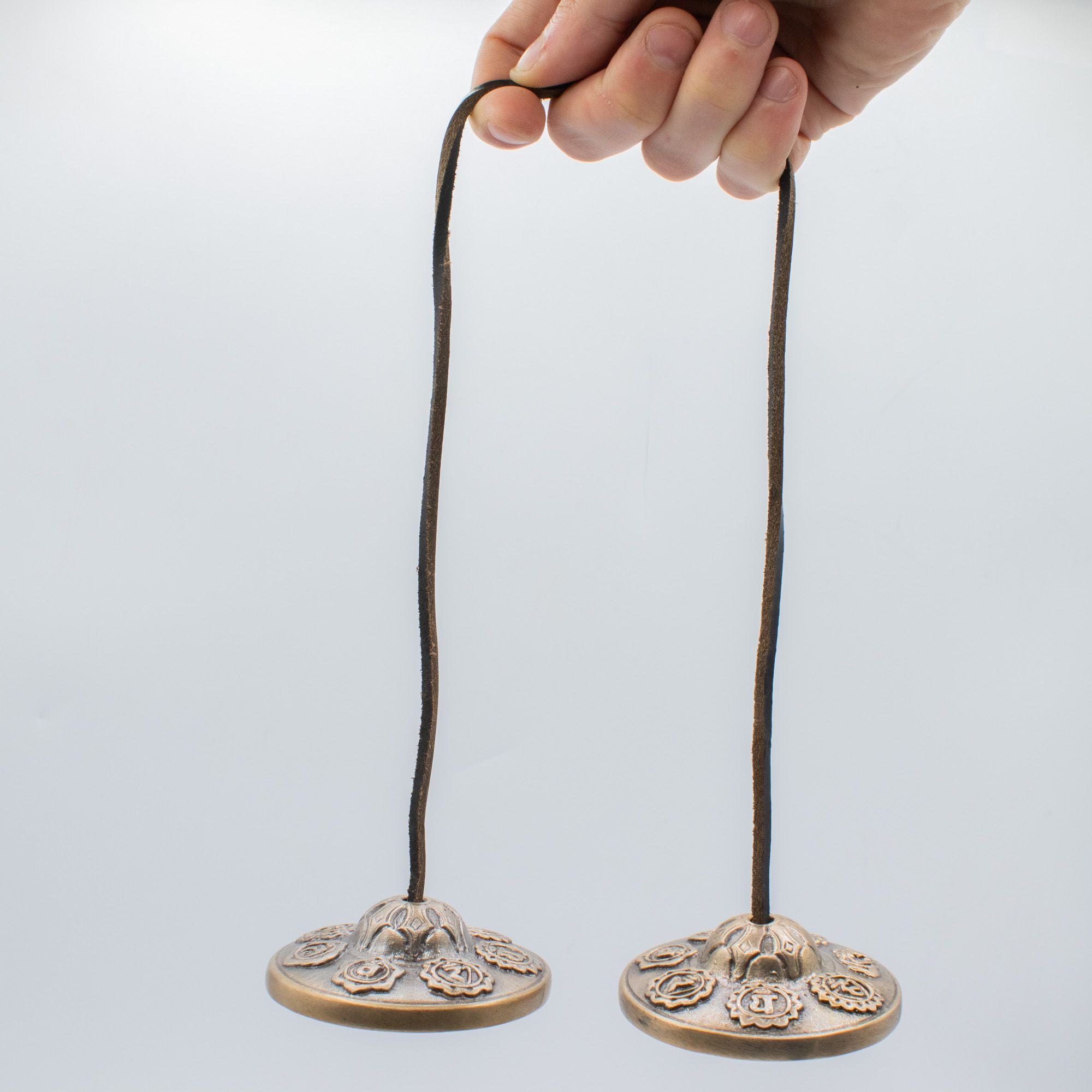 Premium Brass Tibetan Tingsha Bells with Seven Chakra Symbols