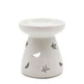 Classic White Oil Burner with Moon and Star Design for Fragrance