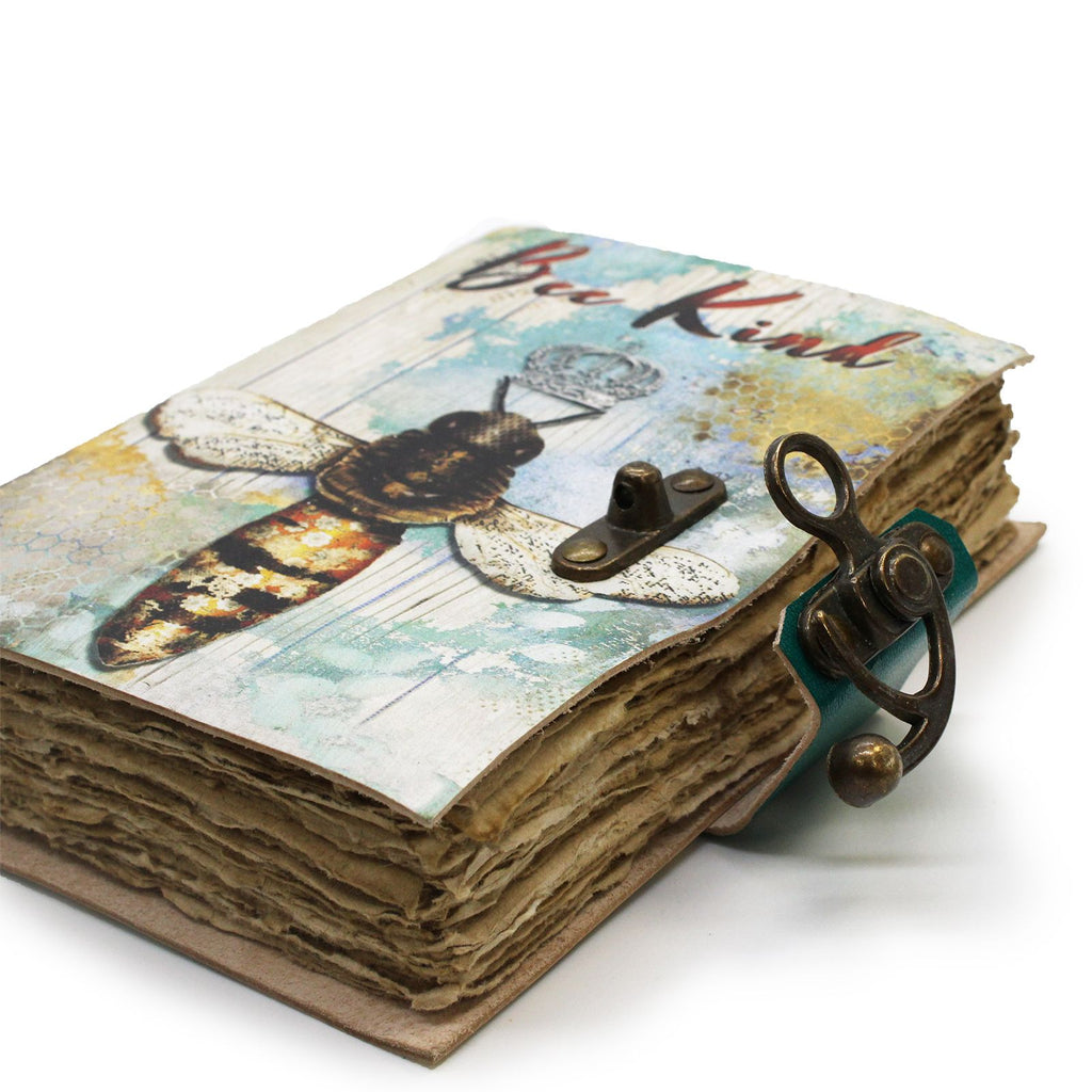 Leather Bee Kind Deckle Edge Notebook for Vintage Journaling