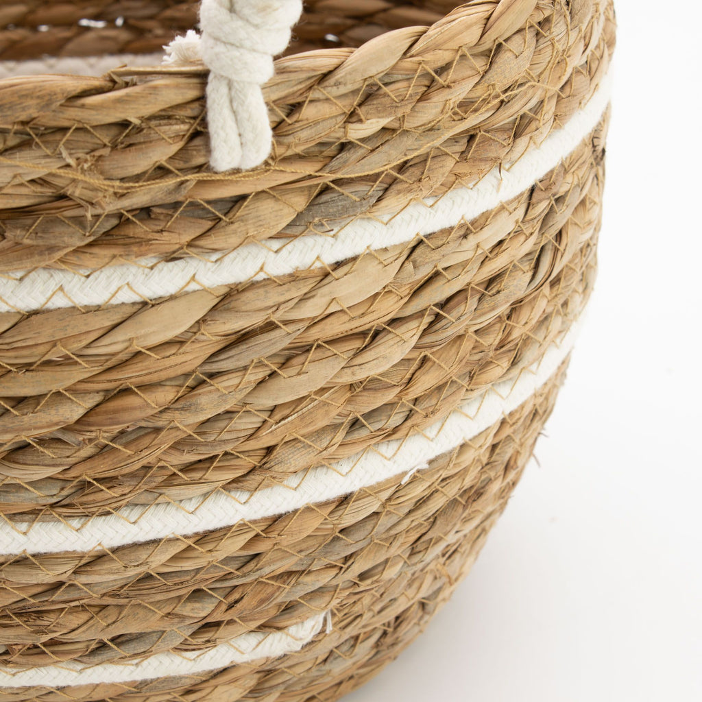 Cotton & Seagrass Large Baskets Set of 3 with Natural Stripes