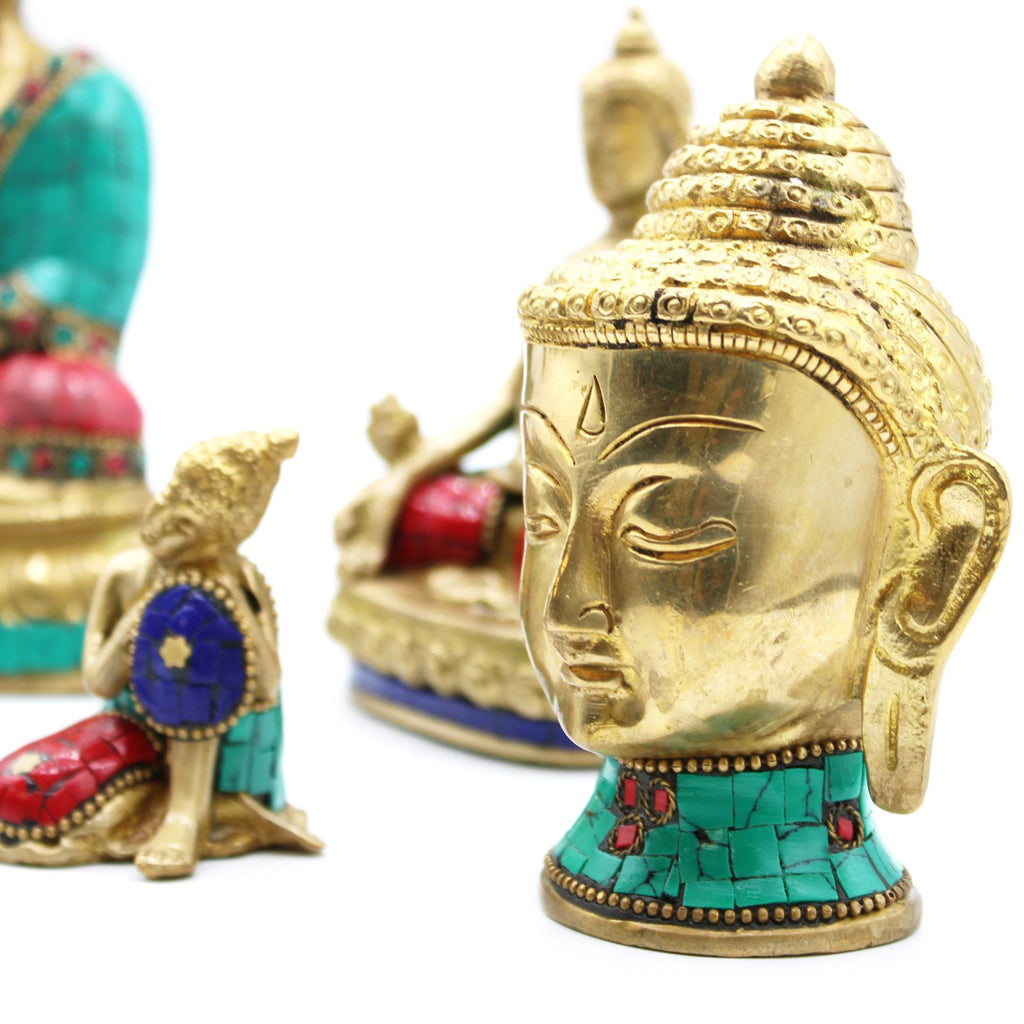 Medium Brass Buddha Figure with Head 8 cm Decorative Home Accent