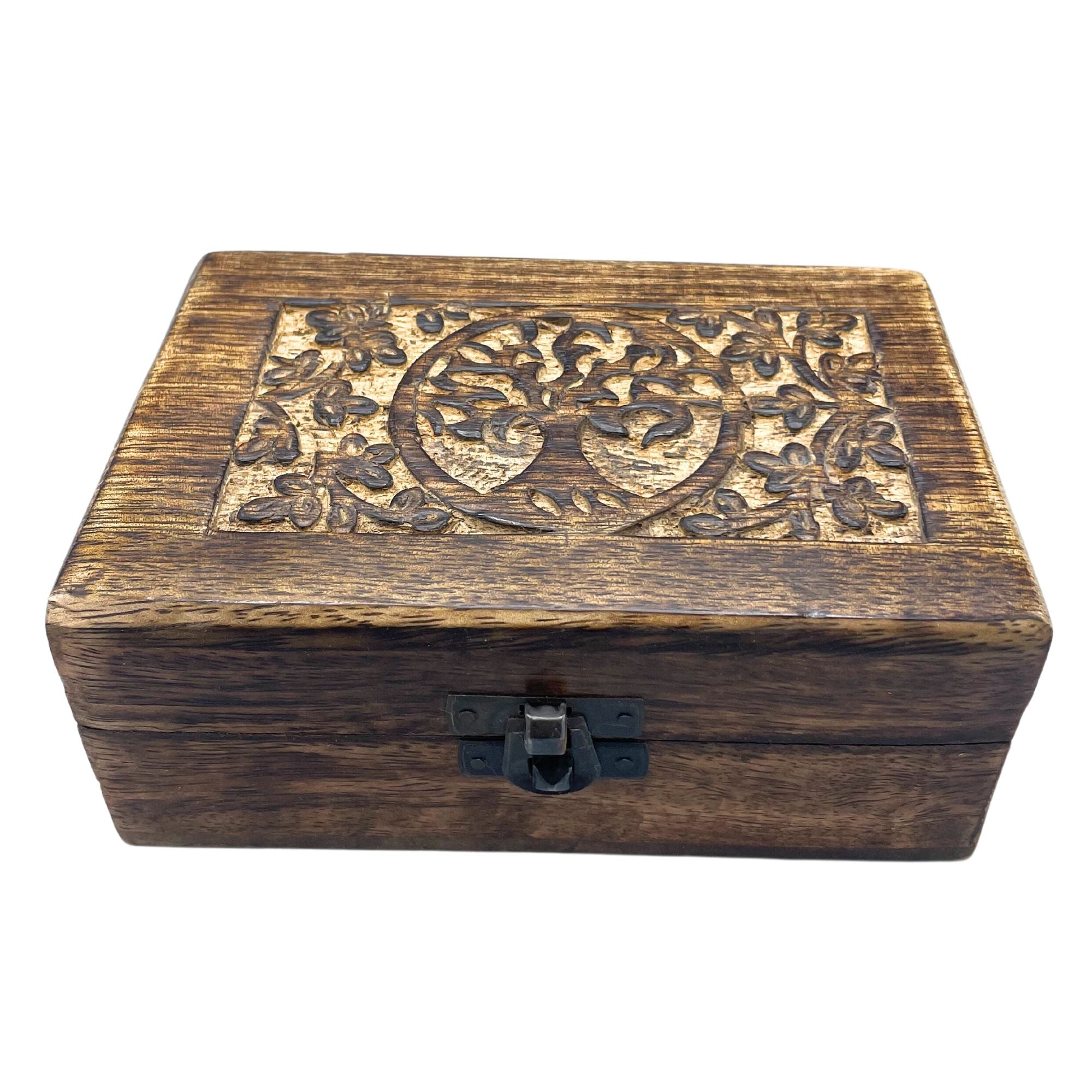 Medium Wooden Keepsake Box with Tree of Life Design 15x10x6cm
