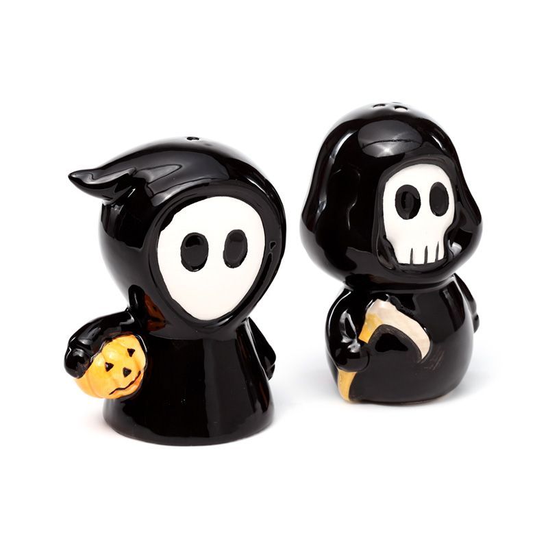 Skull Boy & Ghost Boy Ceramic Salt & Pepper Set for Dining Use