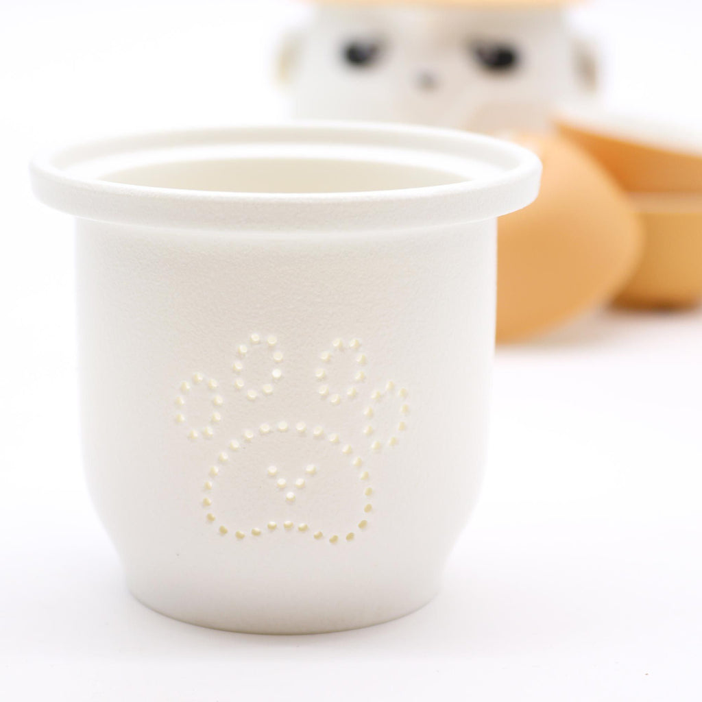 Panda Teapot Set with Three Cups in Vibrant Orange Design