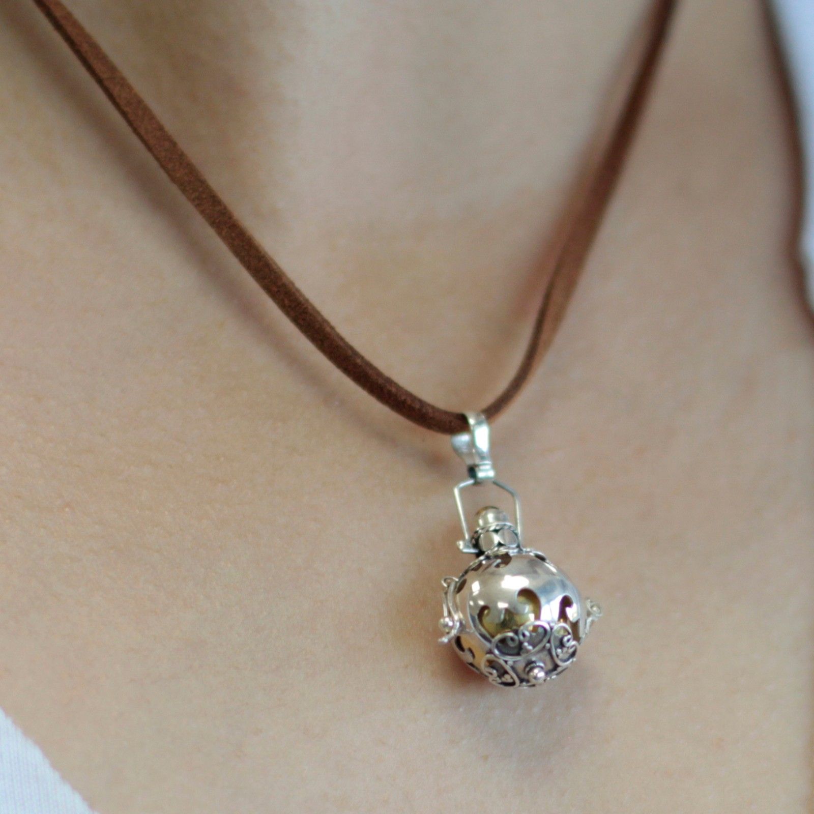 Silver Angel Bell Protection 16mm for Good Fortune and Blessings