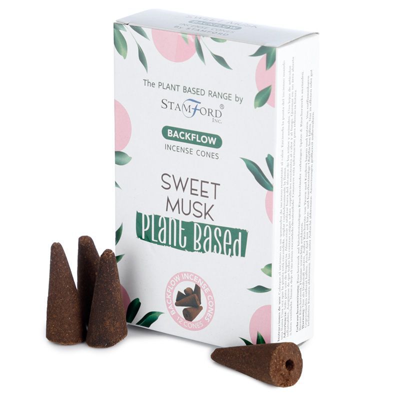 Plant Based Backflow Incense Cones with Sweet Musk Aroma Bliss