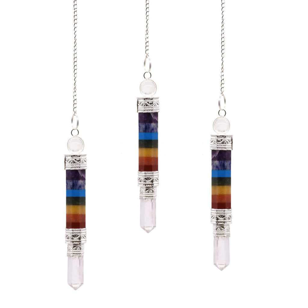 7 Chakra Pendulum with 3 Piece Joint for Dowsing and Energy Use