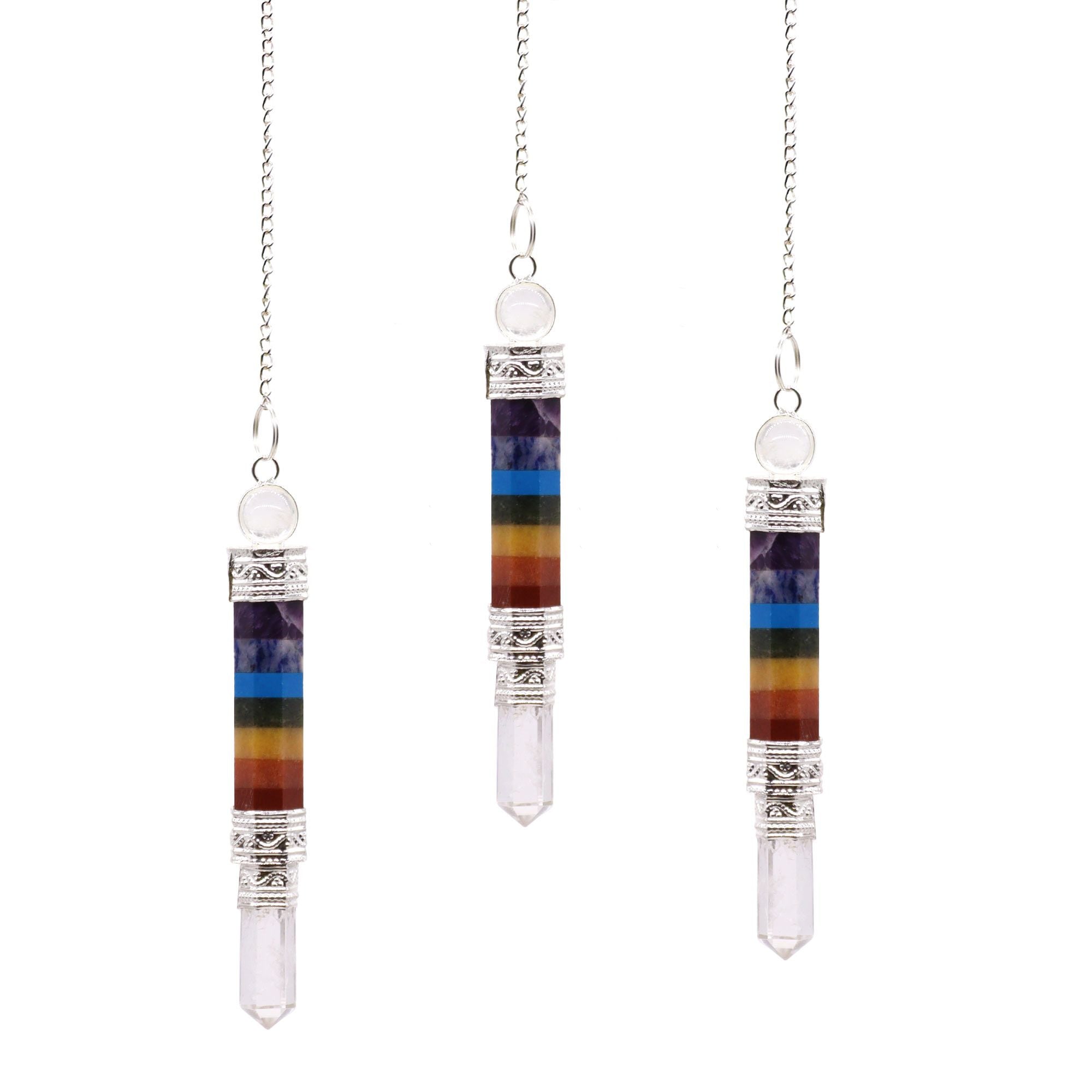 7 Chakra Pendulum with 3 Piece Joint for Dowsing and Energy Use