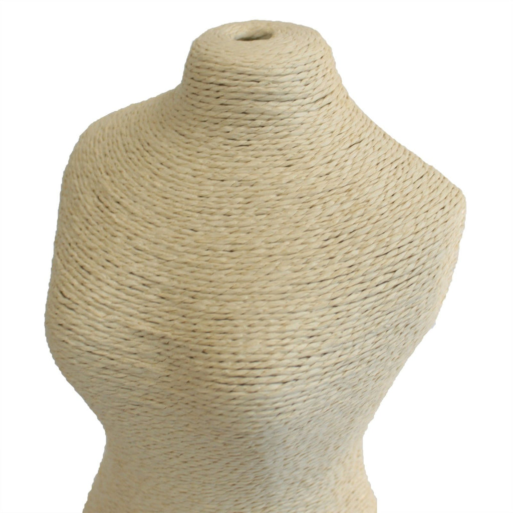 Natural Jewellery Display Mannequin on Wooden Stand in Cream