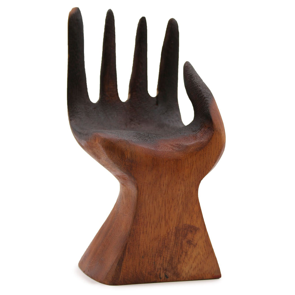 Carved Hand with Molten Glass Bowl for Unique Home Decor