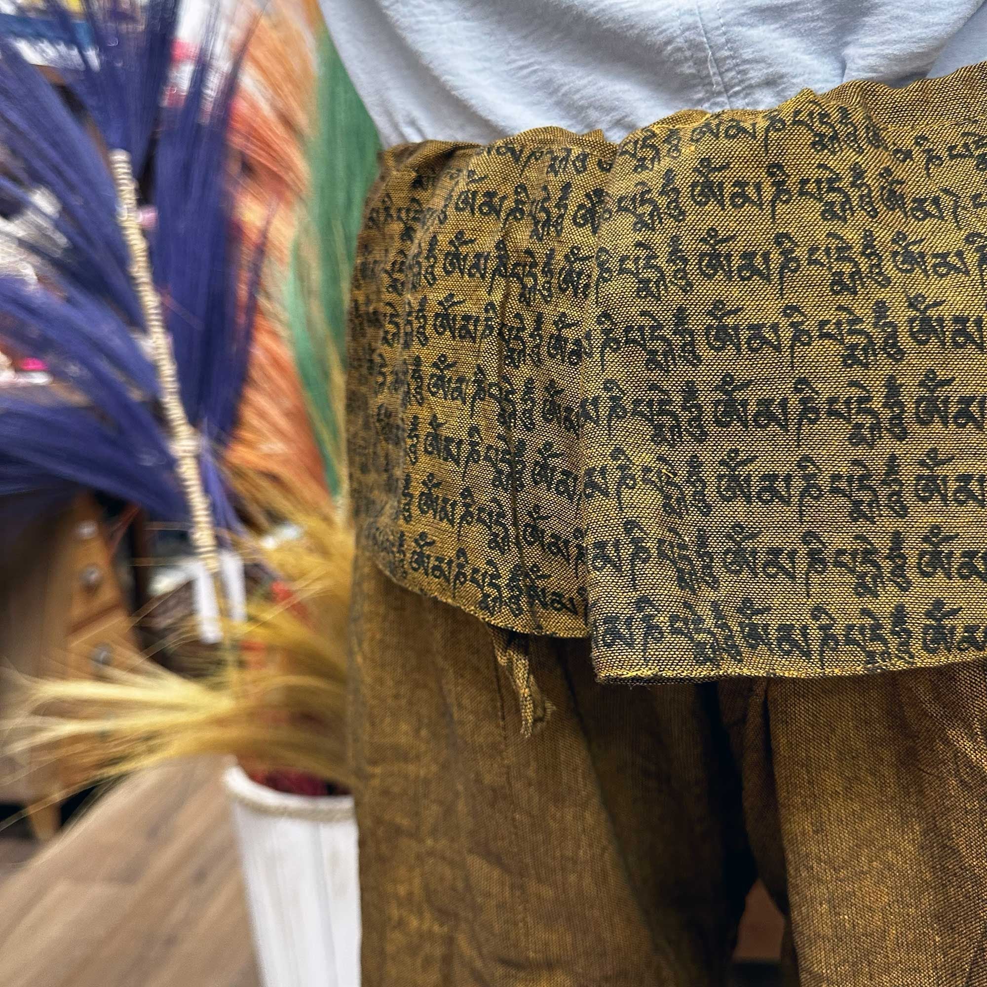 Yoga and Festival Pants Thai Fisherman with Mandala Mantra Design